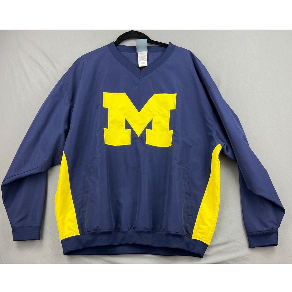 Michigan Knights Apparel Mens XL Windshirt Navy Blue V-Neck Pullover NCAA Good
